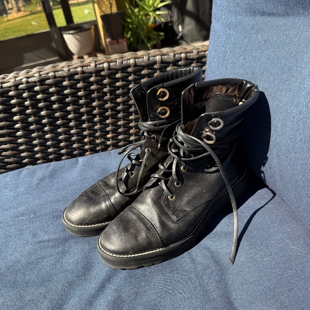 Stuart Weitzman Lexy Leather Combat Boots